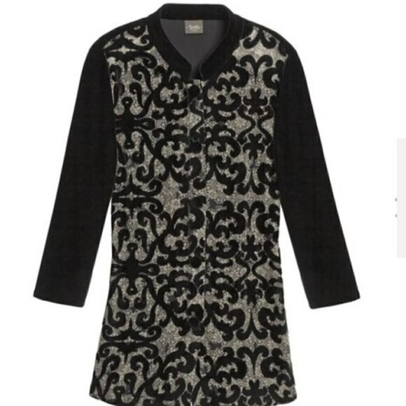 Travels collection by Chico’s sz 2 =12 velvet patchwork jacket button up - Picture 3 of 11